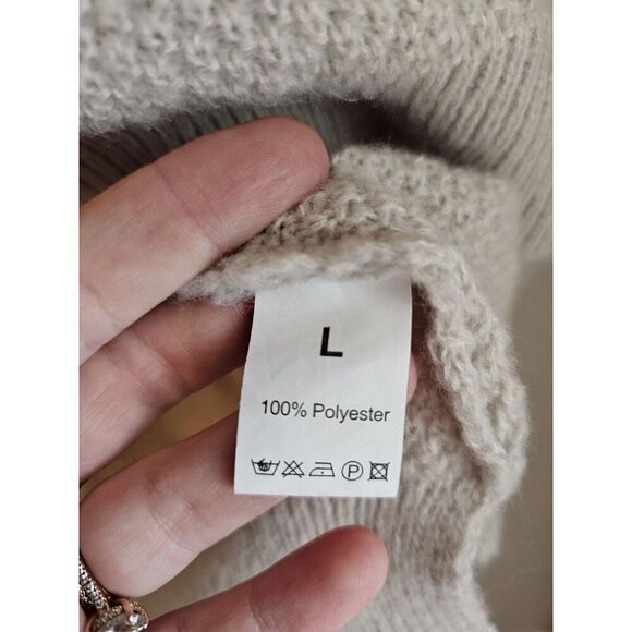 Solid V Neck Sweater Vest Sleeveless Dipped Hem Fall Layering Chunky Knit Large - Picture 3 of 4